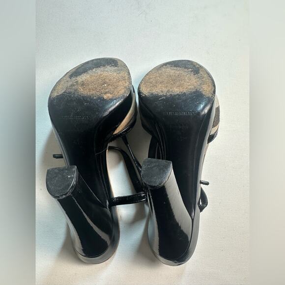 Burberry Nova Check Peep Toe Platform Heels Patent Detail Size 41 GUC - Picture 5 of 8